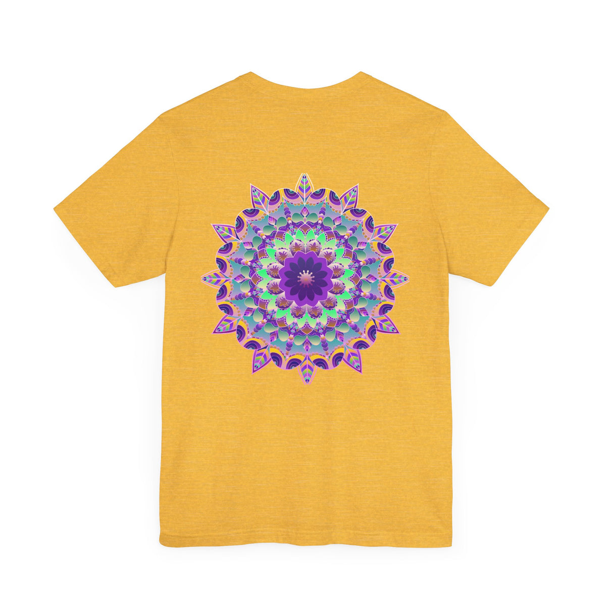 Colorful mandala tee featuring intricate design for spiritual peace & harmony