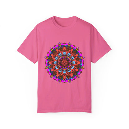 Unisex Mandala T-Shirt made from 100% Ring-Spun Cotton, featuring Hand-Drawn Mandala Art and Garment-Dyed for Extra Comfort