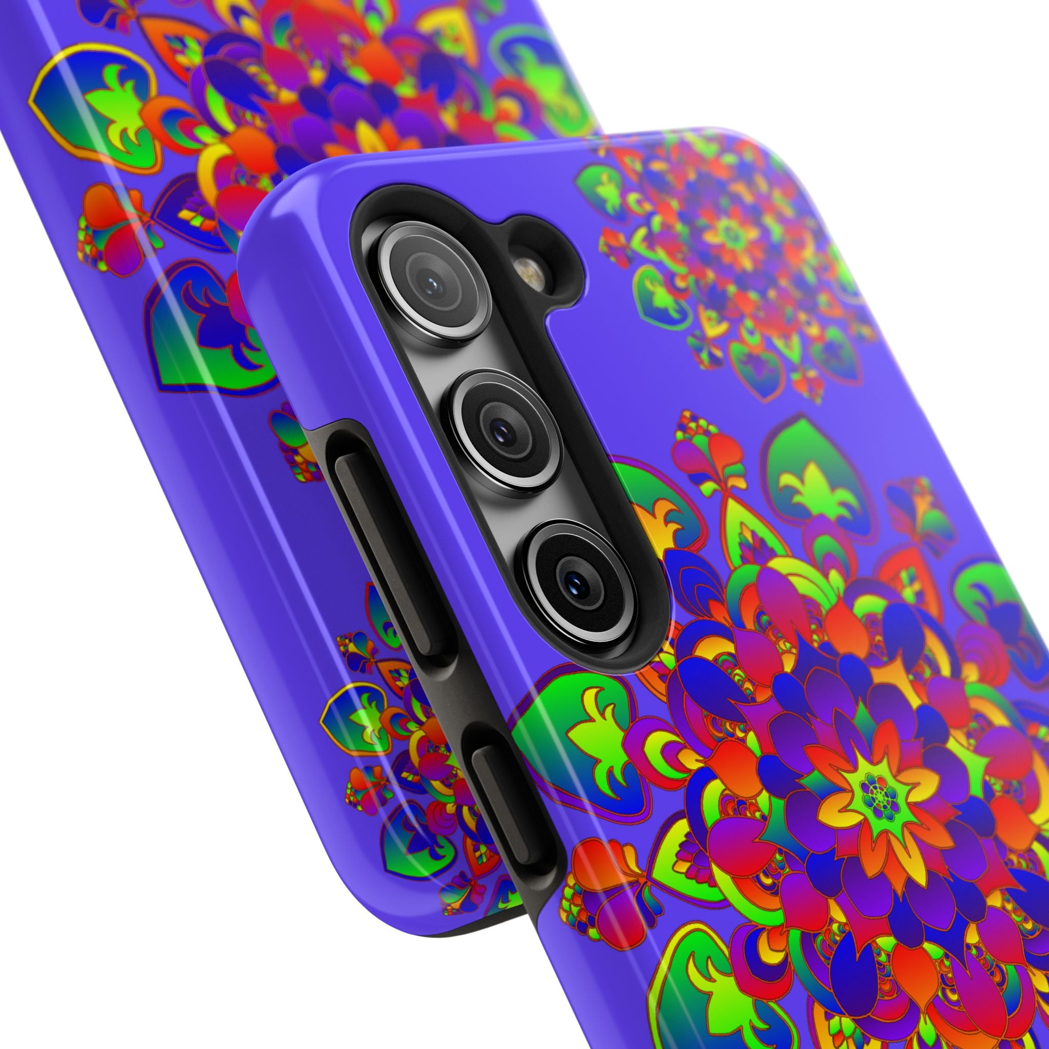 Colorful hand-drawn mandala rainbow design phone case for stylish protection