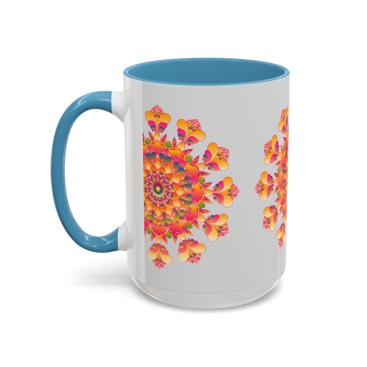 A beautiful, handcrafted Mandala Art Mug with a vibrant and intricate floral design