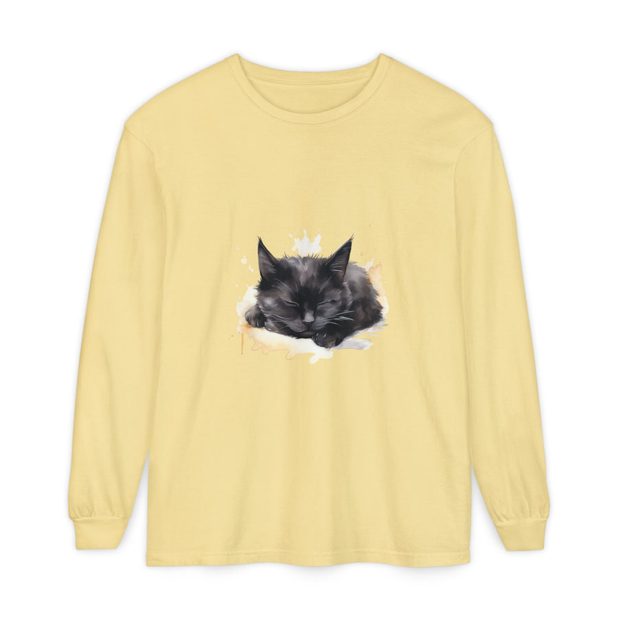 Full Sleeve Tee | Sleepy Cat Watercolor