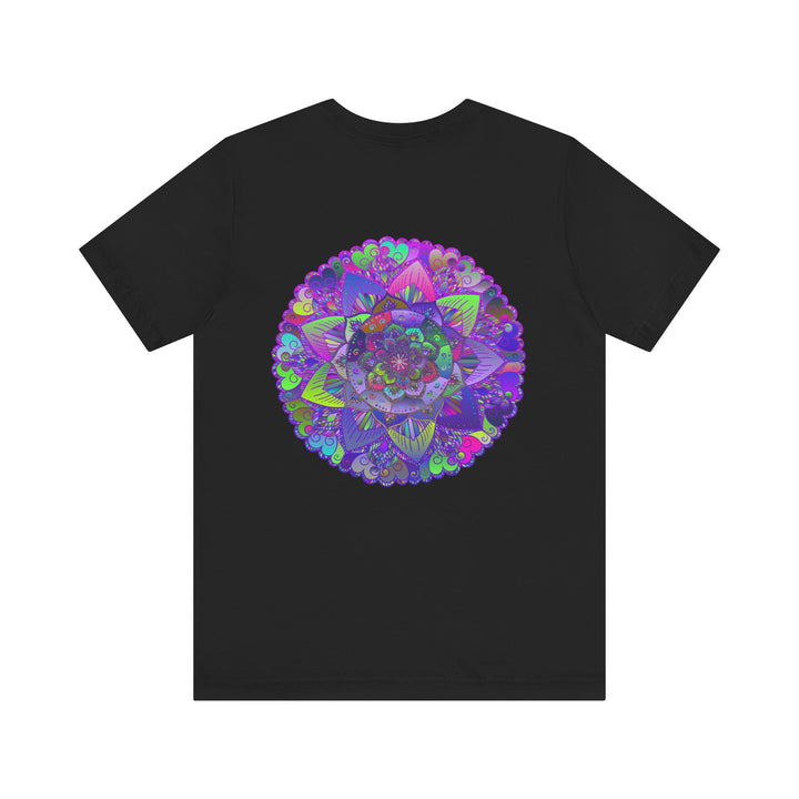 Vibrant Mandala Tee with intricate geometric patterns, representing spiritual peace and harmony, perfect for expressing individuality and embracing tranquility