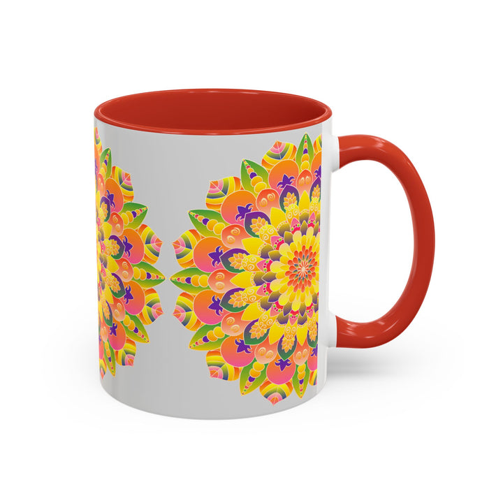 Beautiful and vibrant mandala pattern on a high-quality ceramic mug