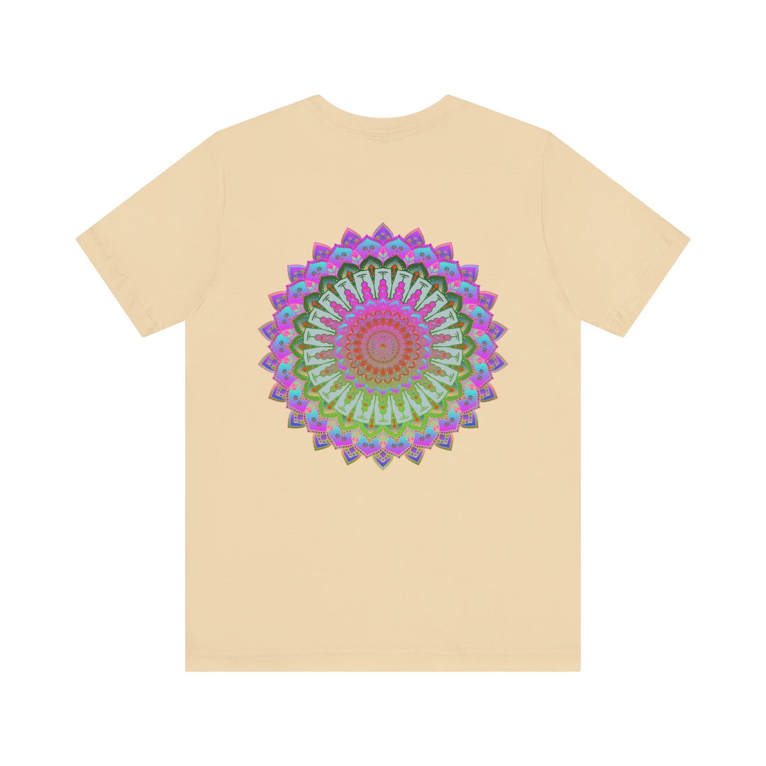 Vibrant Mandala Tee featuring intricate spiritual design promoting peace and harmony, perfect for yoga and meditation attire