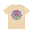 Vibrant Mandala Tee featuring intricate spiritual design promoting peace and harmony, perfect for yoga and meditation attire