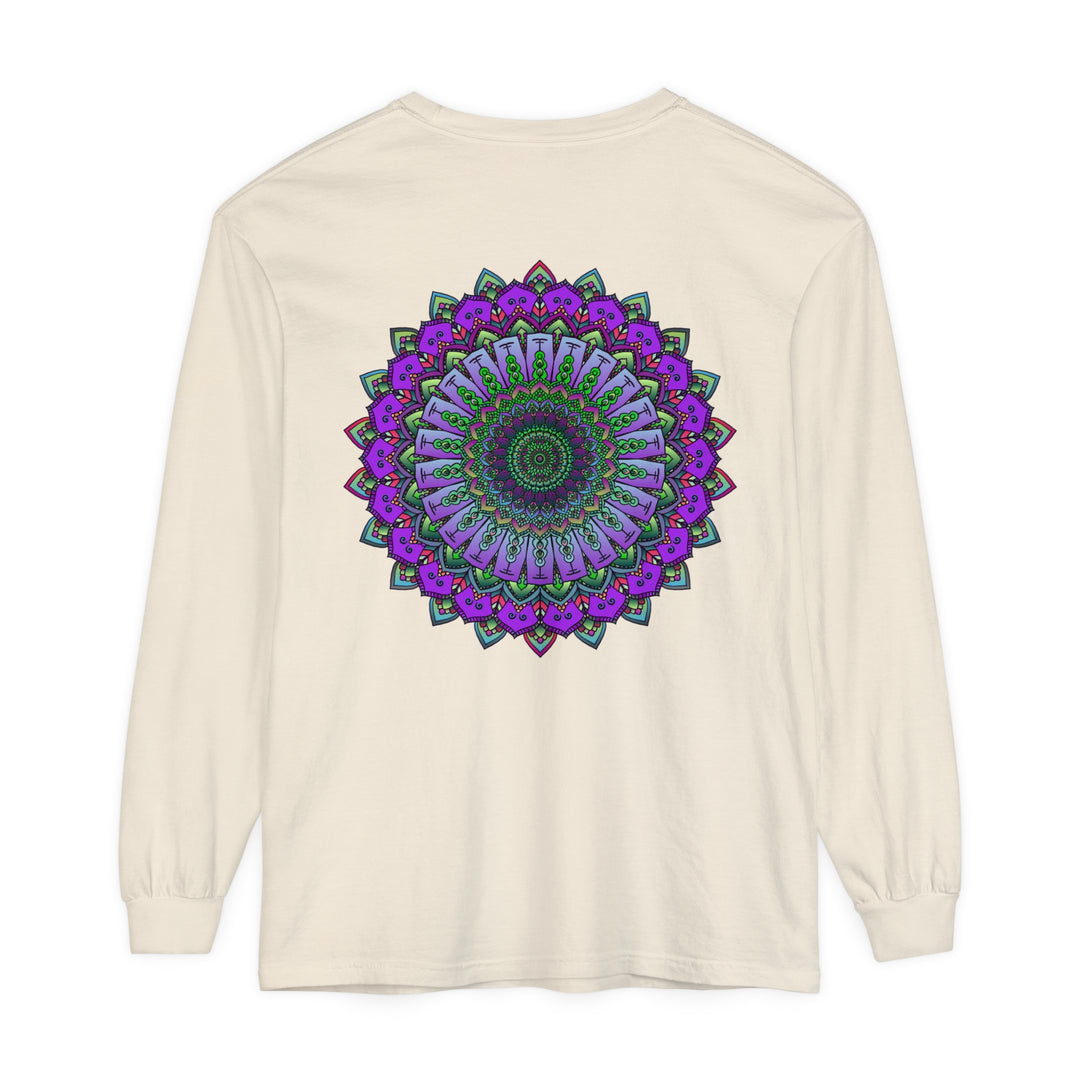 Intricate Mandala Unisex Long Sleeve T-Shirt featuring detailed, colorful mandala design