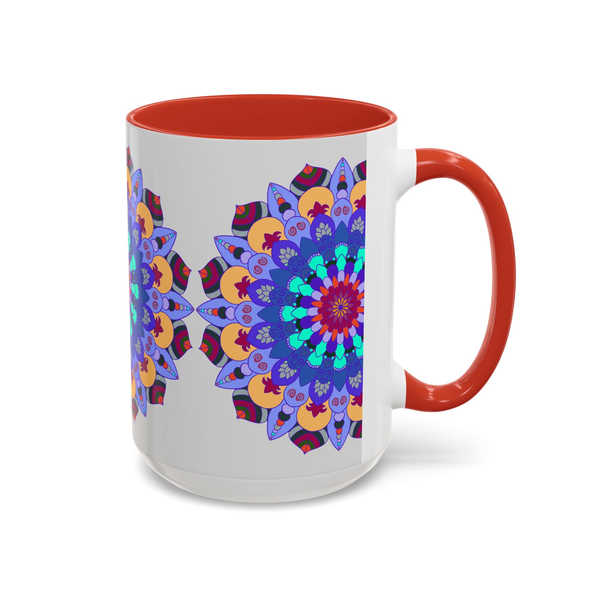 Eye-catching mandala art mug with a colorful and symmetrical design