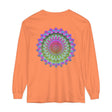Colorful and intricate mandala design on a unisex long sleeve T-shirt