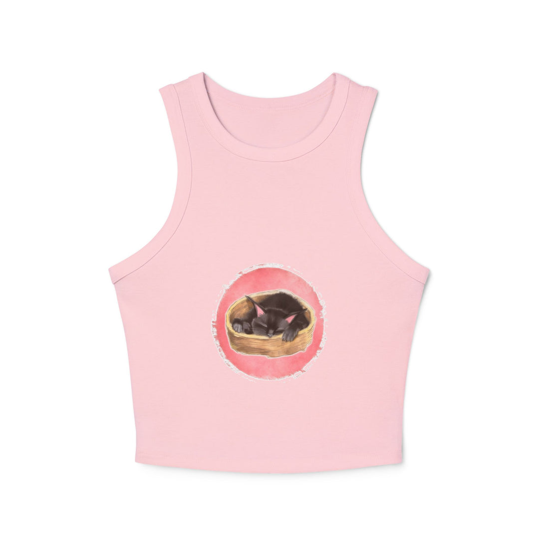 Adorable black cat racerback tank top, perfect for lounging or sleeping