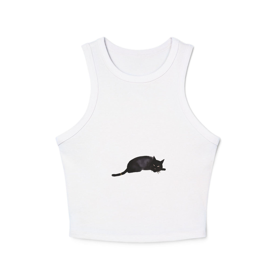 Black Cat Sleep Racerback Tank Top featuring a cute feline design