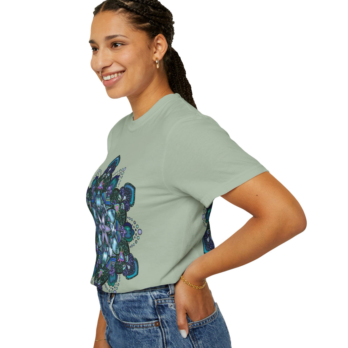 Mandala T-Shirt – Blue Purple Boho Geometric Floral Design