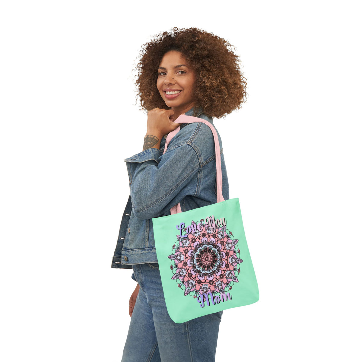 Mandala 'Love You Mom' Canvas Tote — Floral Mother's Day Gift Bag