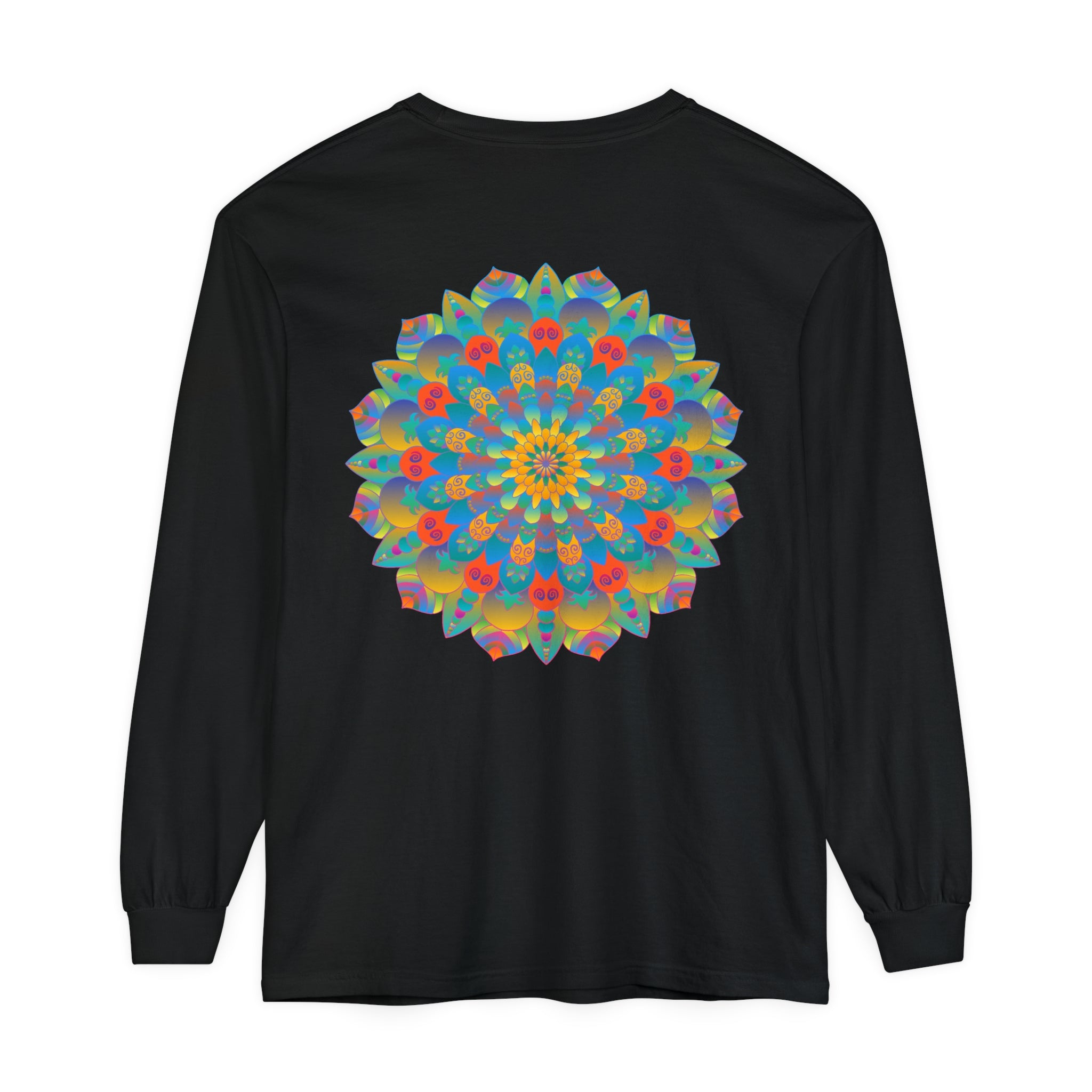 Colorful and intricate mandala design long sleeve t-shirt for men and women