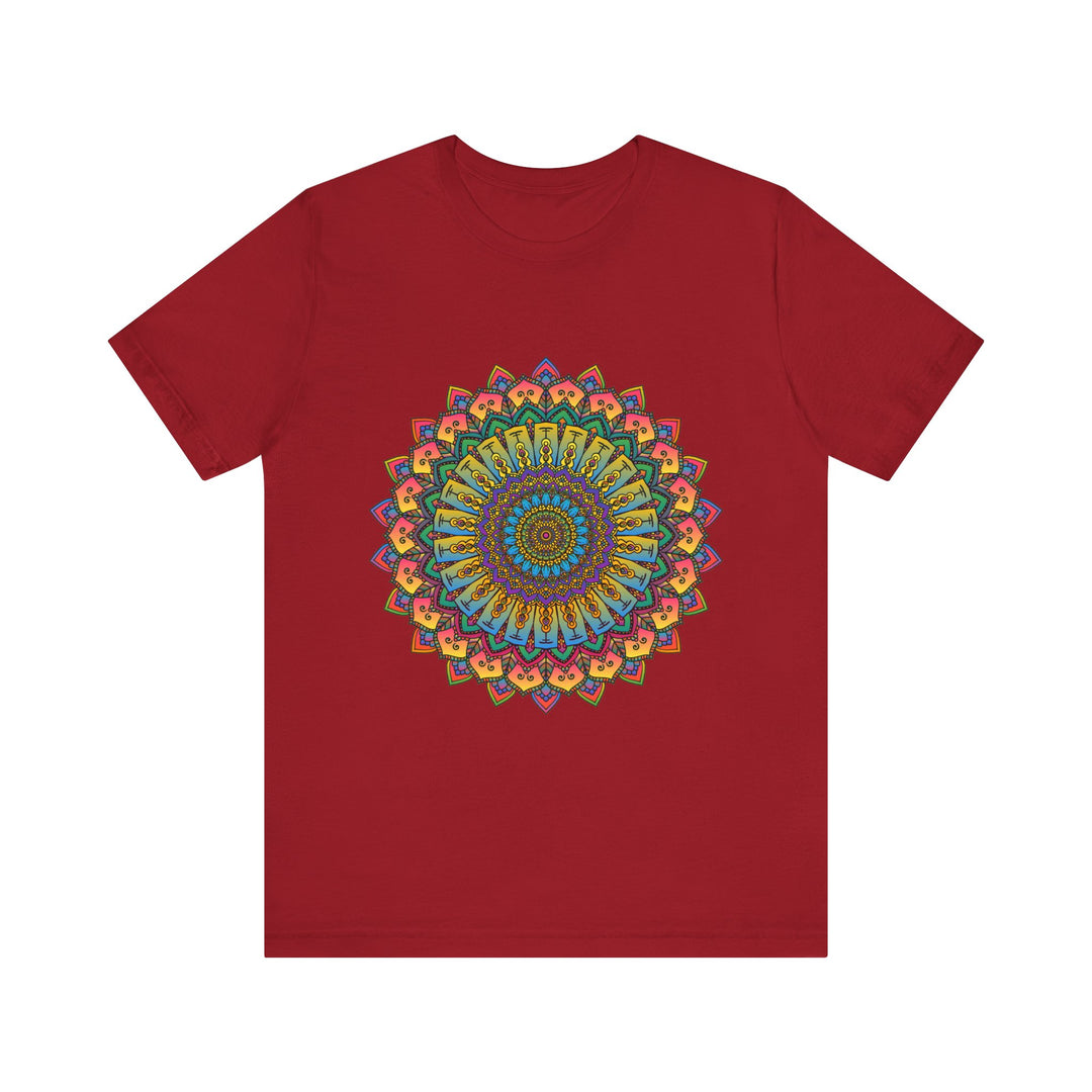 An intricate mandala meditation tee in vibrant colors for relaxation and mindfulness practice