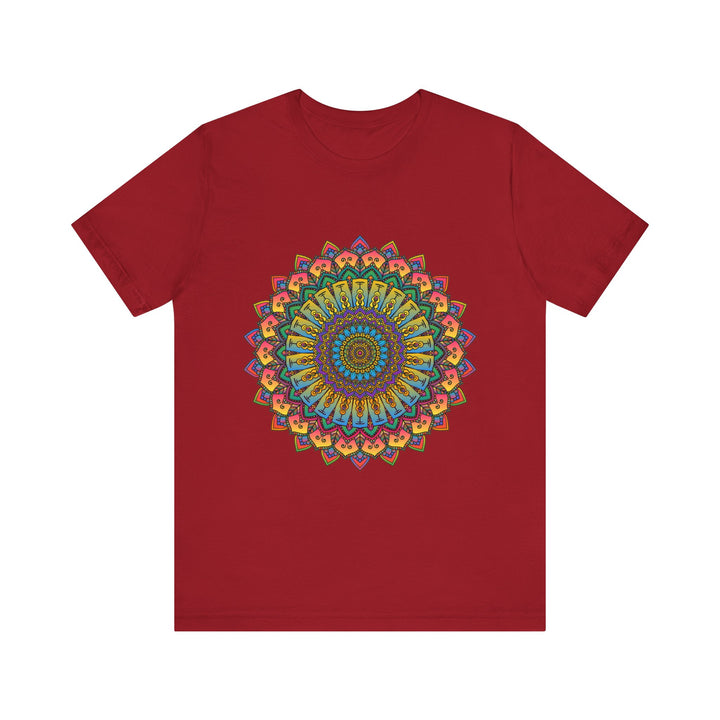 An intricate mandala meditation tee in vibrant colors for relaxation and mindfulness practice