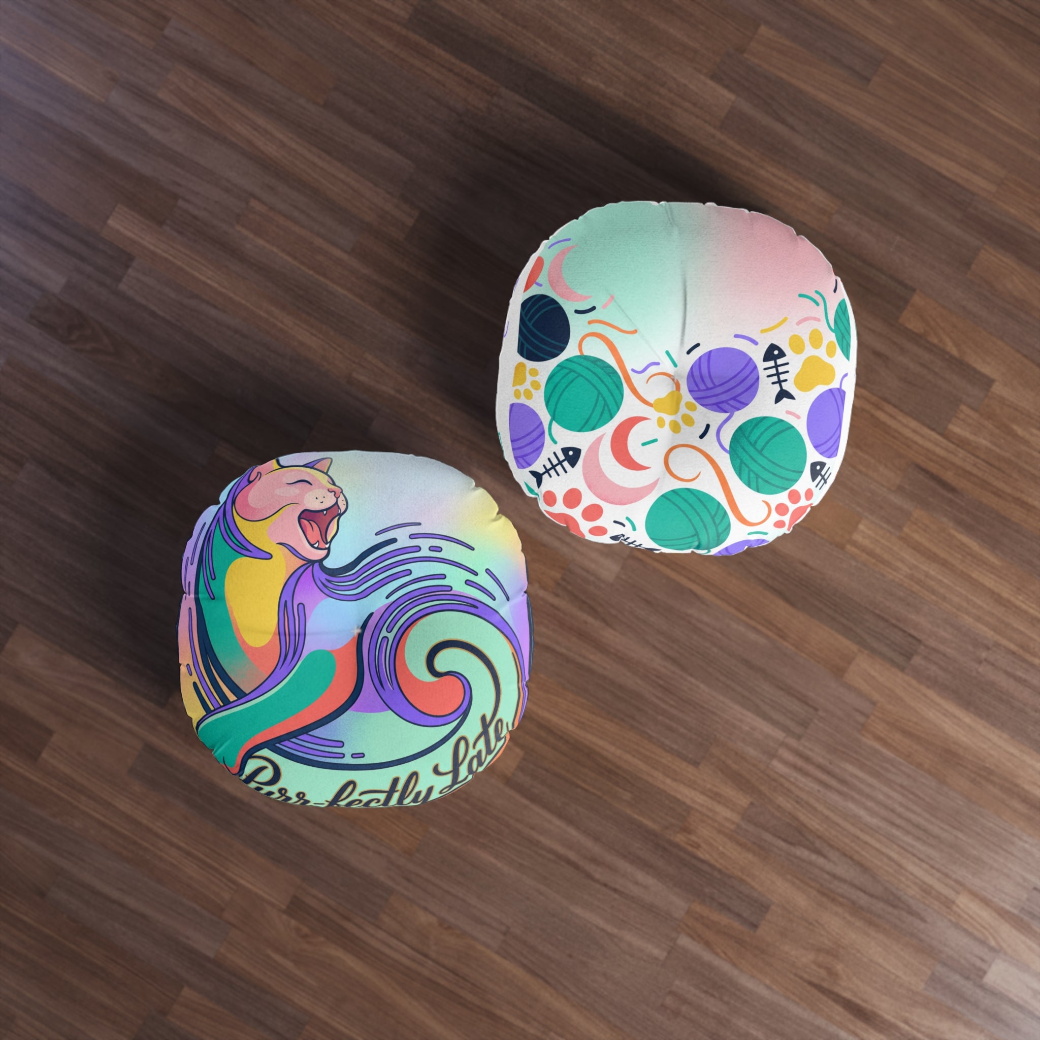 Purr-fectly Late Cat Floor Pillow Cushion