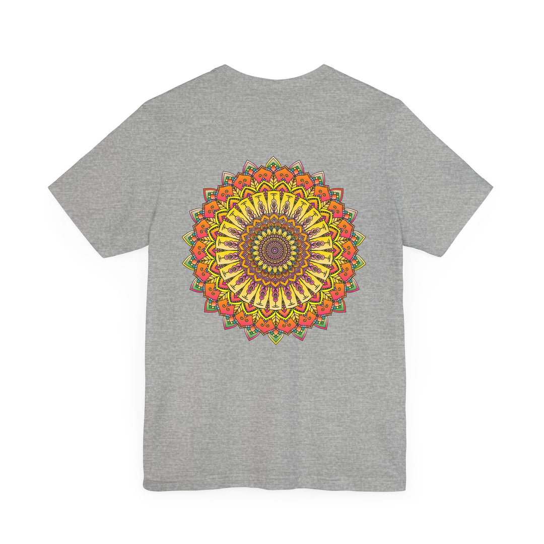 Vibrant Mandala Tee featuring a colorful, intricate design symbolizing peace and harmony, perfect for adding a pop of positivity to your wardrobe