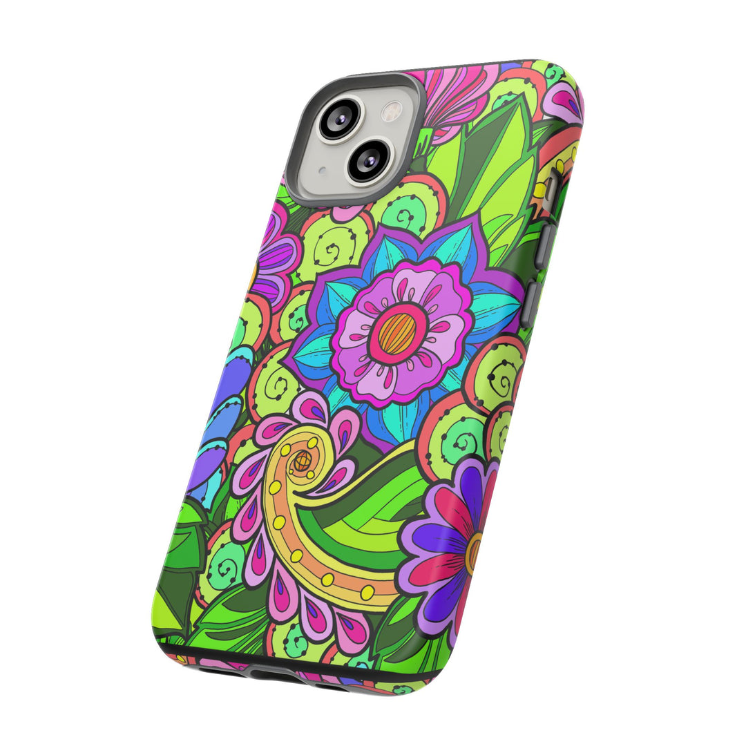 Floral Fantasy iPhone and Google Pixel Case in Bright Green Palette