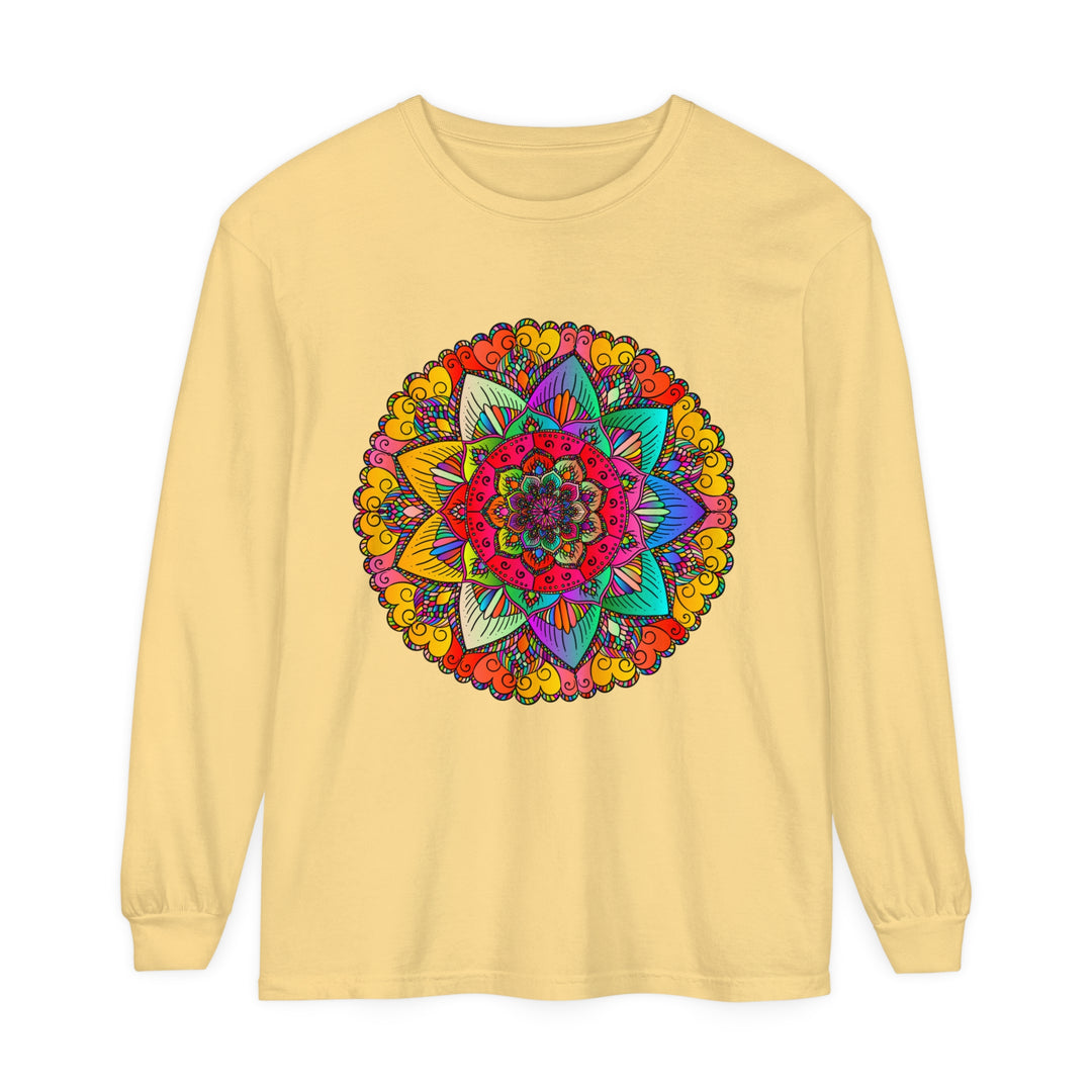 Colorful and intricate mandala design unisex long sleeve t-shirt for all genders