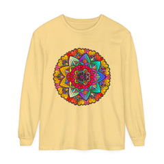 Colorful and intricate mandala design unisex long sleeve t-shirt for all genders