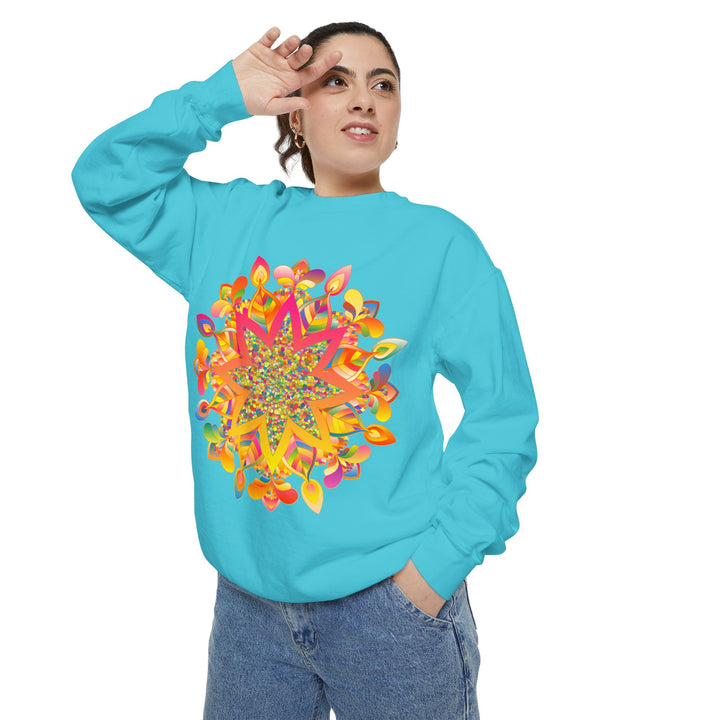 Colorful Mandala Sweatshirt with intricate design and vibrant colors for casual wear