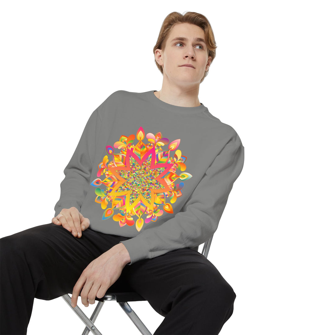 Cozy and colorful Mandala Sweatshirt, perfect for adding a bohemian touch to your wardrobe