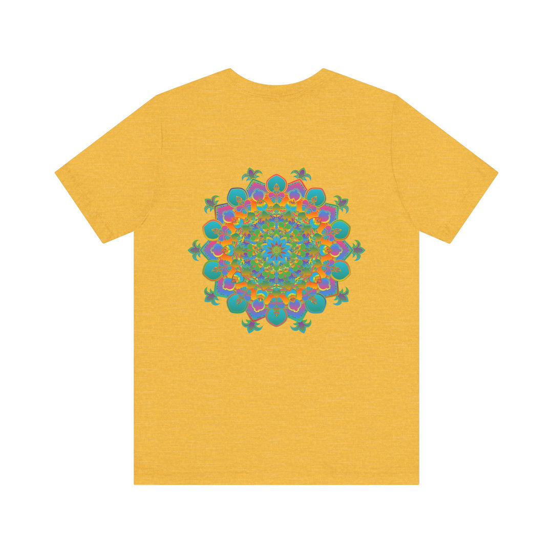 A colorful and intricate mandala design adorns this Vibrant Mandala Tee, symbolizing spiritual peace and harmony for the wearer