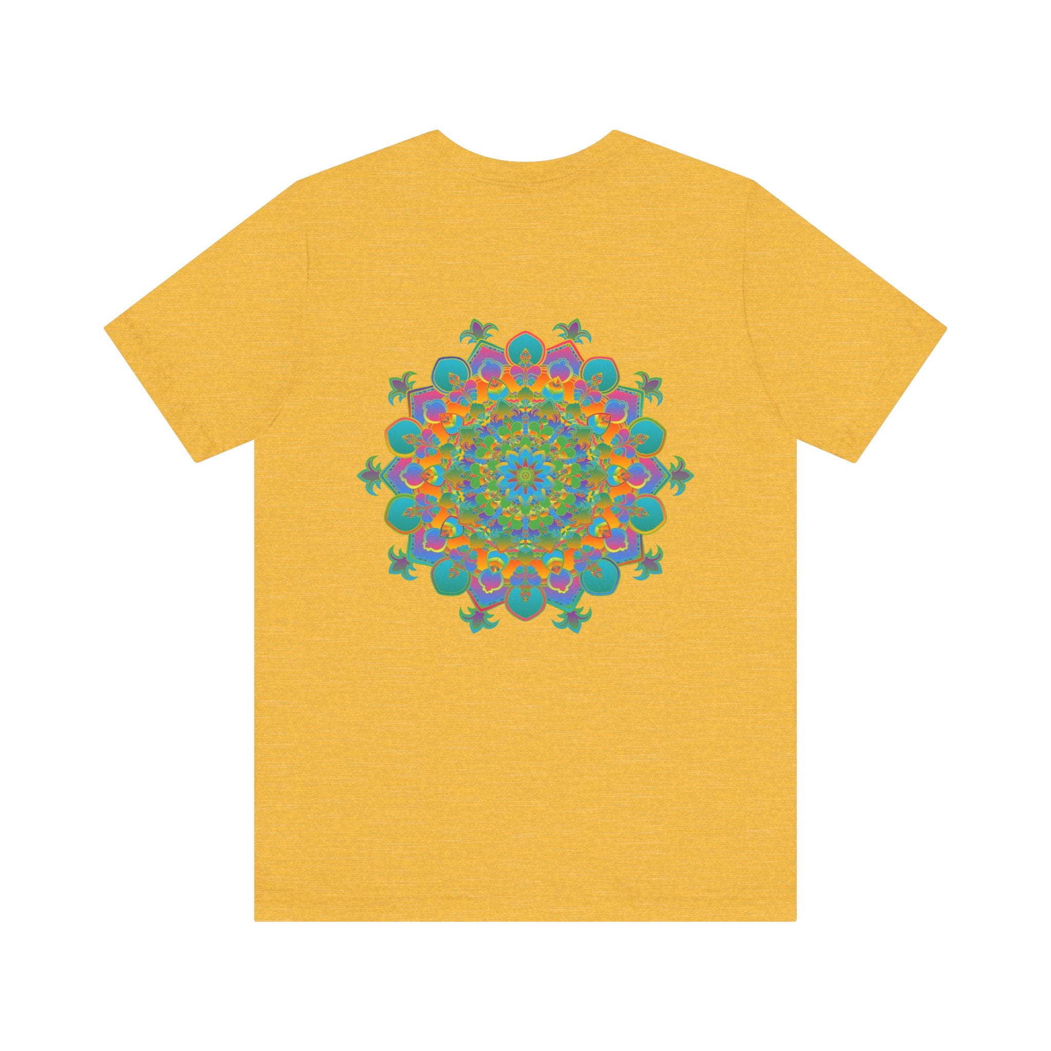 A colorful and intricate mandala design adorns this Vibrant Mandala Tee, symbolizing spiritual peace and harmony for the wearer