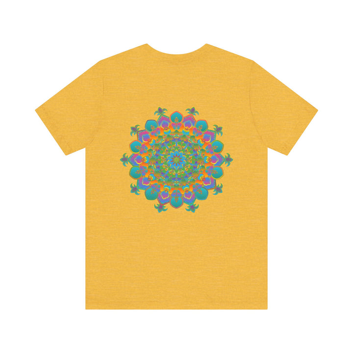 A colorful and intricate mandala design adorns this Vibrant Mandala Tee, symbolizing spiritual peace and harmony for the wearer