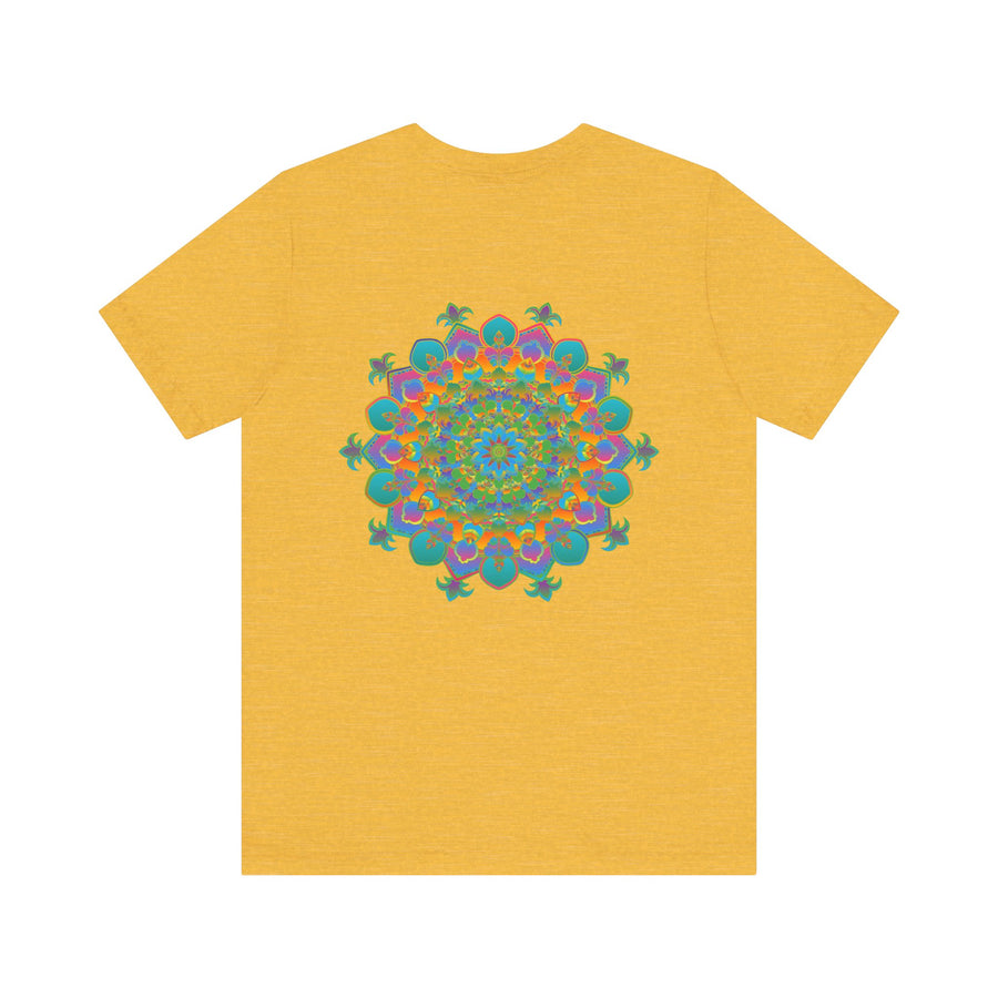 A colorful and intricate mandala design adorns this Vibrant Mandala Tee, symbolizing spiritual peace and harmony for the wearer
