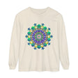 Beautiful long sleeve t-shirt featuring an intricate mandala design in vibrant colors