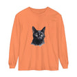 Black Cat Watercolor Unisex Long Sleeve T-Shirt featuring a beautiful watercolor design of a black cat on a comfortable, long-sleeve unisex t-shirt