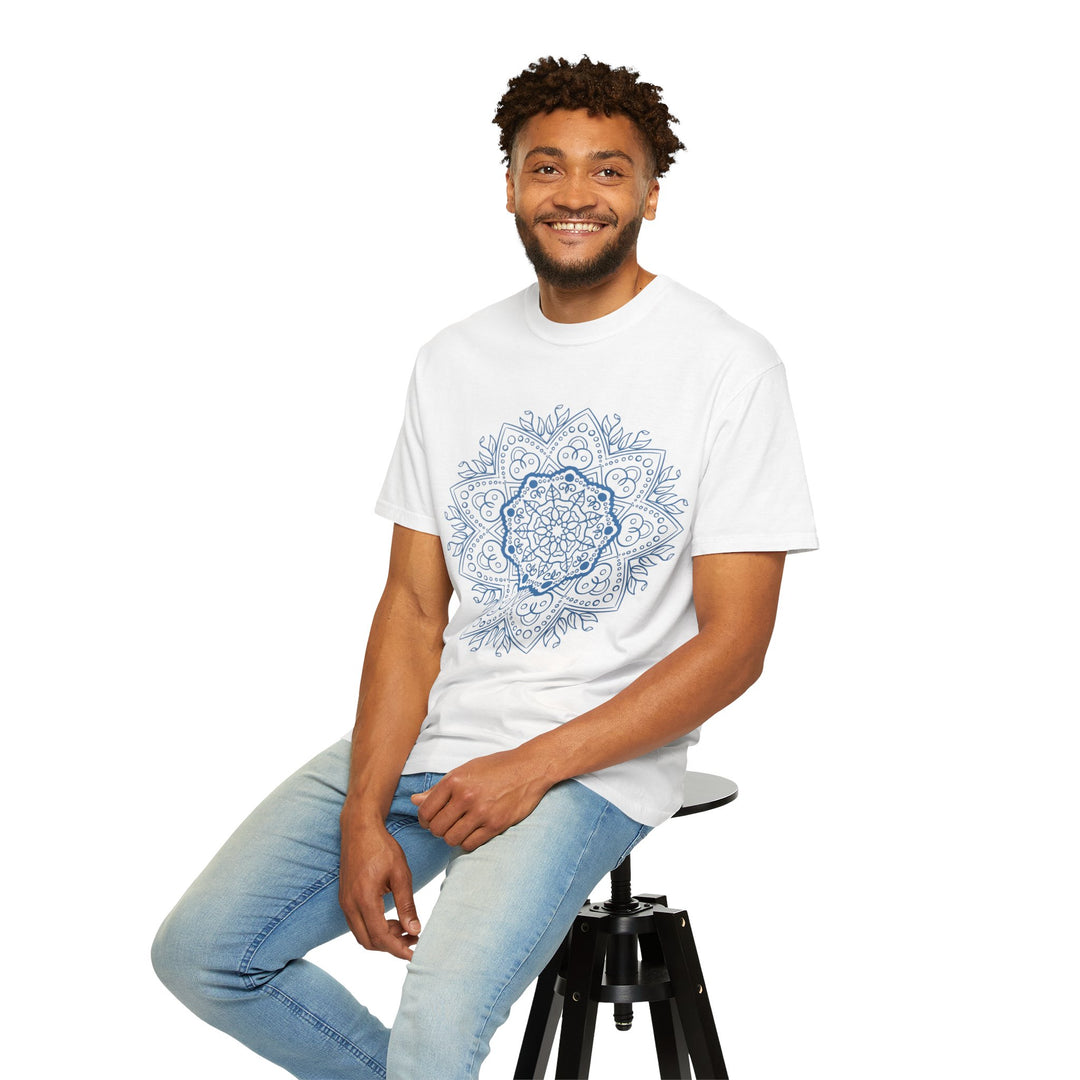 Handmade Mandala Art Tshirt - Unisex Garment-Dyed Tee with intricate design