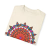 Unisex Mandala T-Shirt made of 100% Ring-Spun Cotton, hand-drawn Mandala art, and garment-dyed for extra comfort