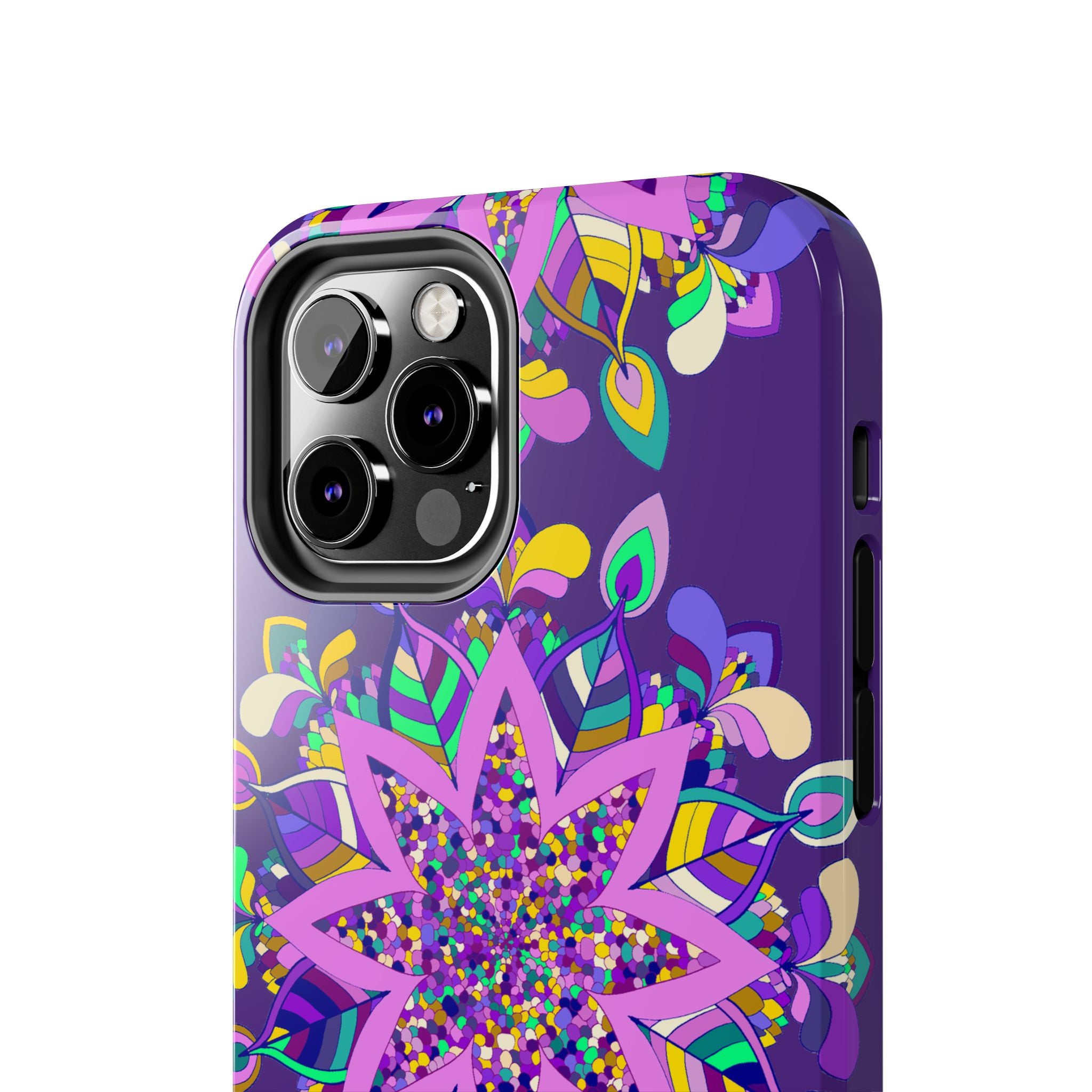 Hand drawn purple Mandala Art phone case for iPhone X/XS with intricate and unique design