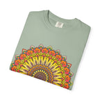 Sunburst Mandala T-Shirt — Vibrant Floral Boho Graphic Tee