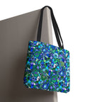 Borsa tote con stampa mandala floreale blu-verde — Shopper con stampa integrale vivace