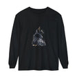 Black Cat Watercolor Long Sleeve T-Shirt with vibrant feline design
