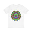 Vibrant Mandala Tee - Cosmic & Interconnected, a colorful and intricate design representing the interconnectedness of the universe, perfect for adding a touch of cosmic energy to your wardrobe