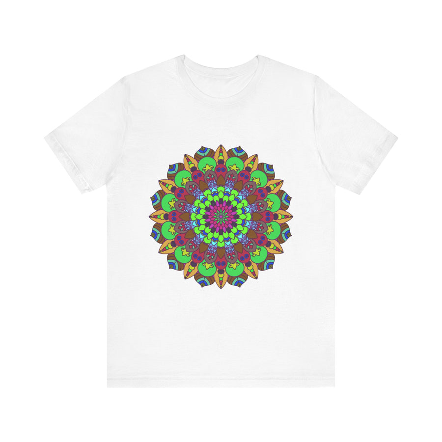 Vibrant Mandala Tee - Cosmic & Interconnected, a colorful and intricate design representing the interconnectedness of the universe, perfect for adding a touch of cosmic energy to your wardrobe