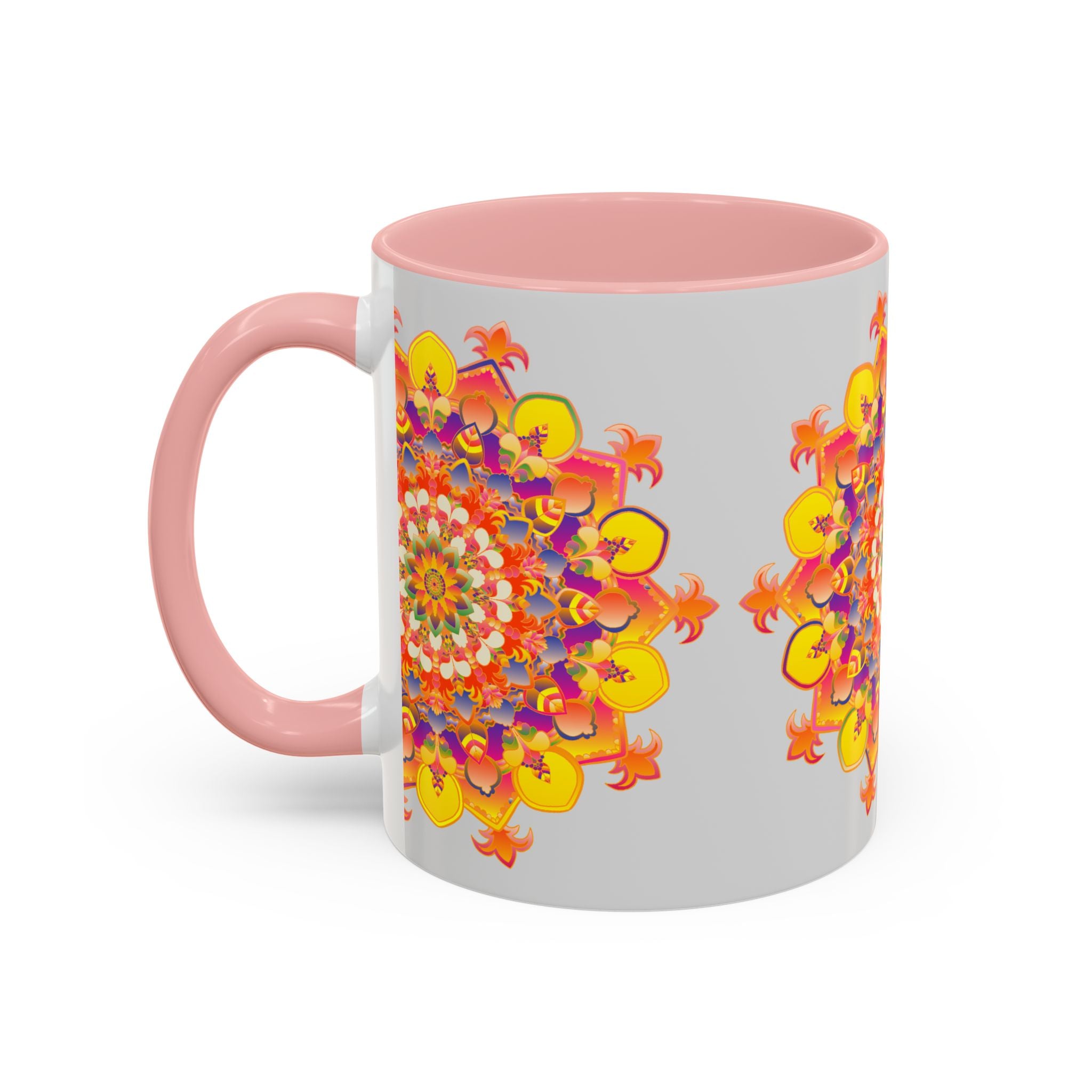 Beautiful vibrant mandala mug featuring colorful and intricate art design