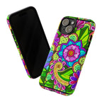 Floral Fantasy iPhone and Google Pixel Case in Bright Green Palette