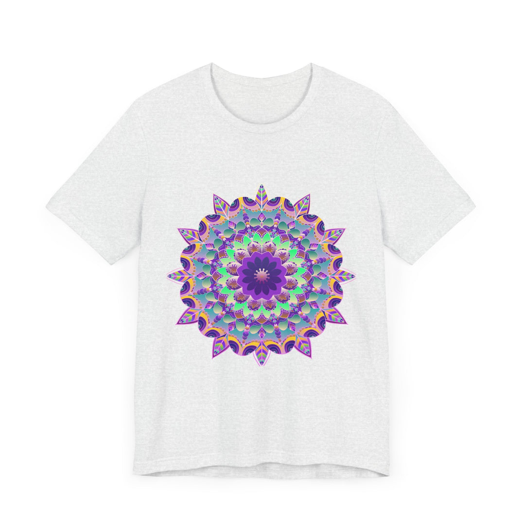 Vibrant purple mandala t-shirt with psychedelic design and intricate patterns