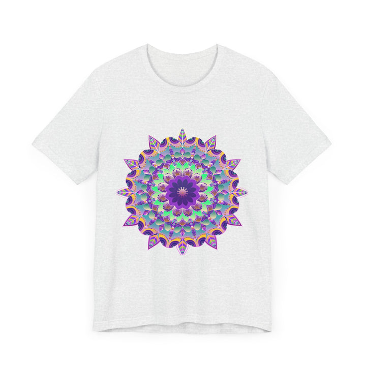 Vibrant purple mandala t-shirt with psychedelic design and intricate patterns