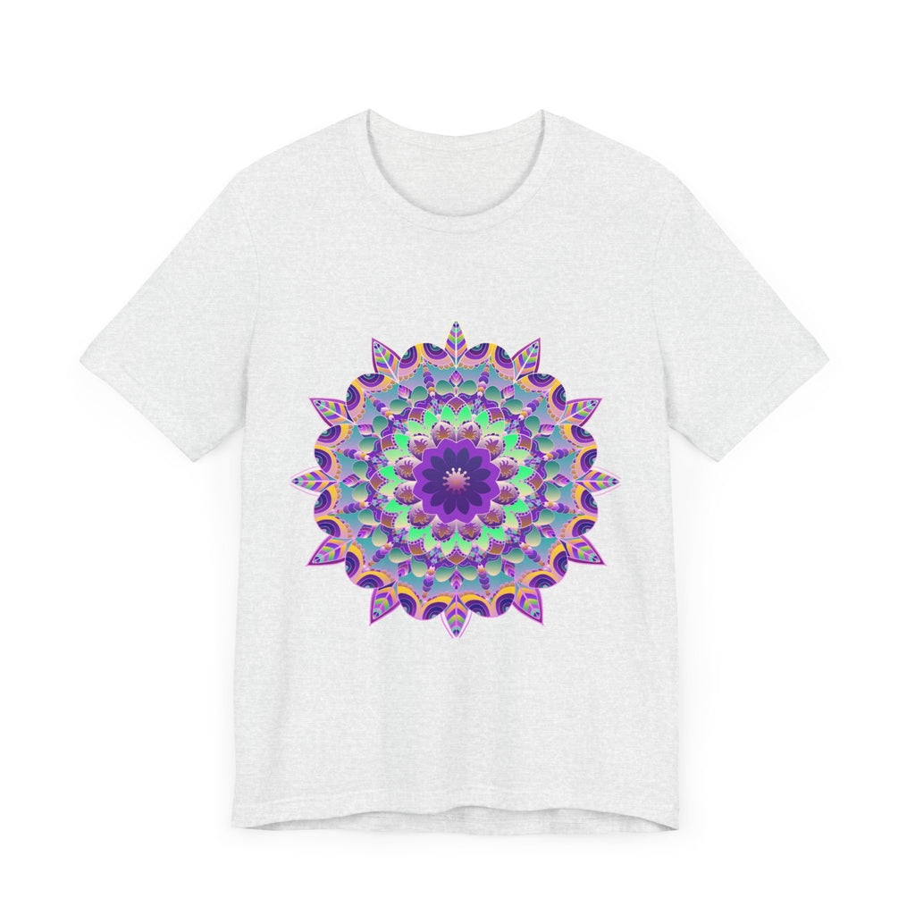 Vibrant purple mandala t-shirt with psychedelic design and intricate patterns