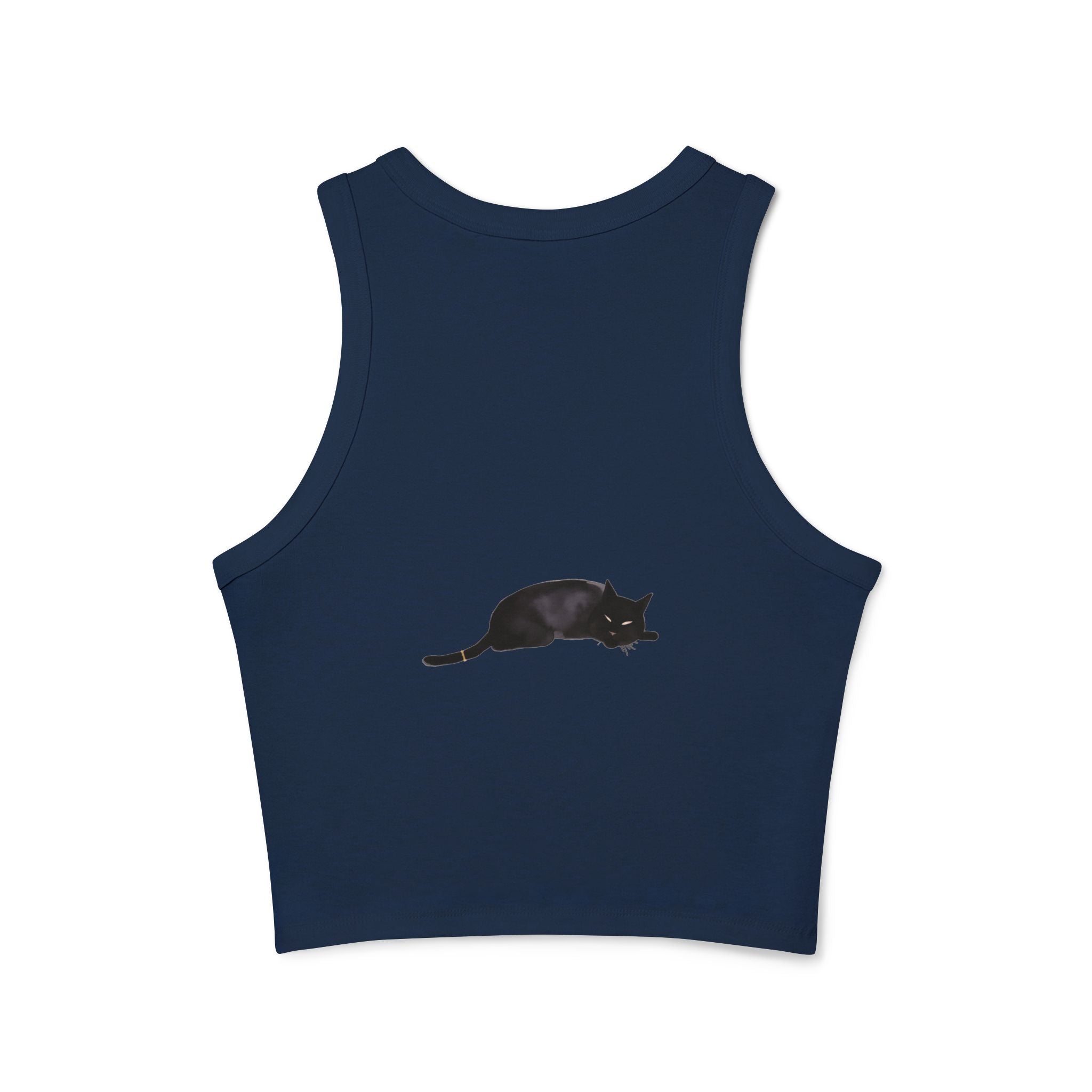 Black Cat Sleep Racerback Tank Top - Women's Sleeveless Graphic Tee for Relaxing at Home or Sleeping Comfortably