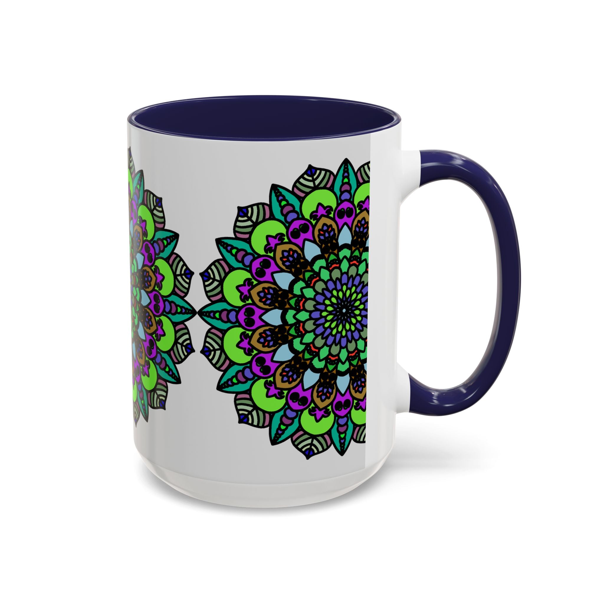 Colorful mandala art mug with vibrant and intricate patterns