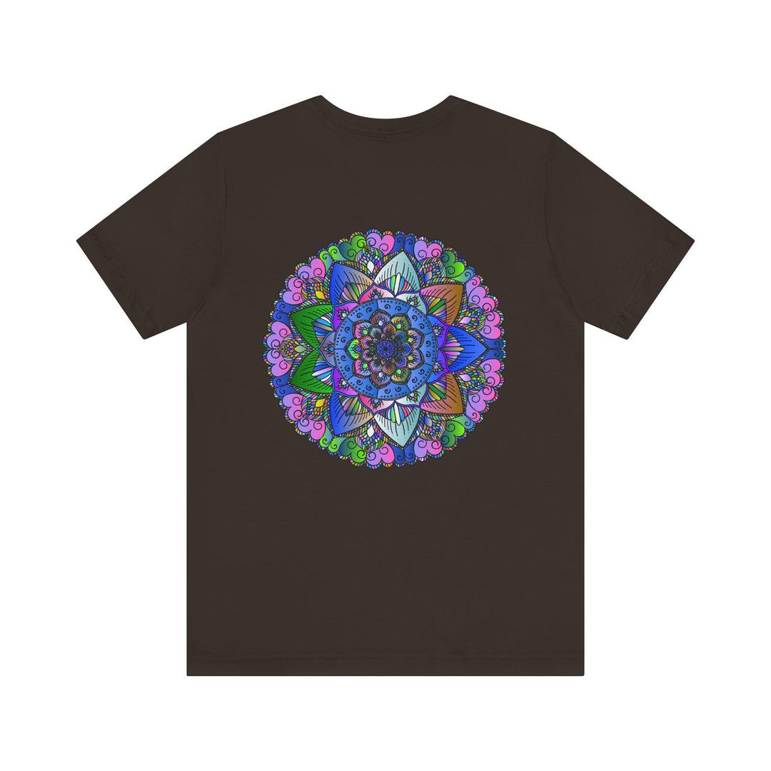 Colorful and intricate mandala design T-shirt promoting spiritual peace and tranquility