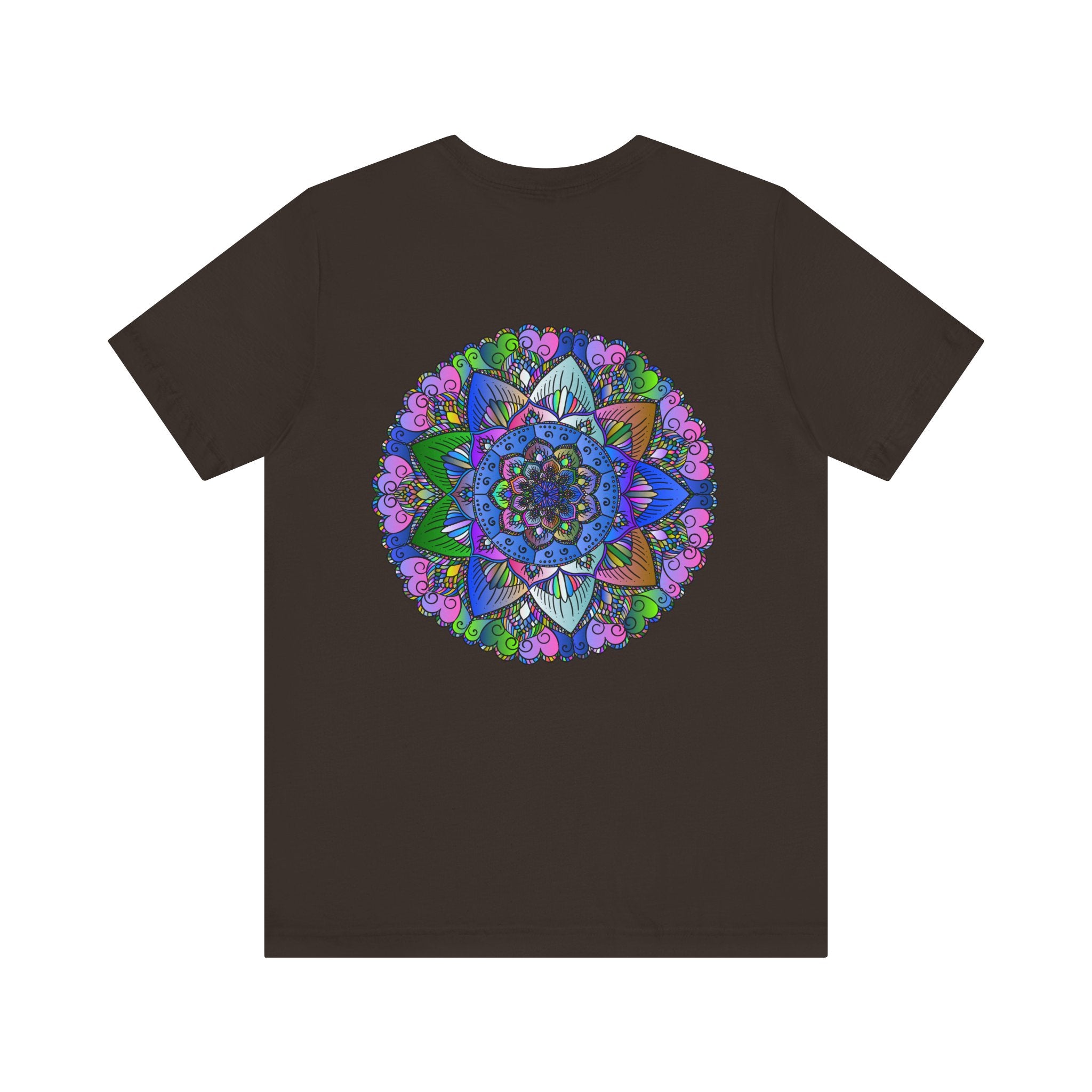 Colorful and intricate mandala design T-shirt promoting spiritual peace and tranquility