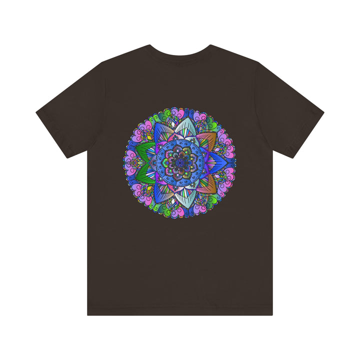 Colorful and intricate mandala design T-shirt promoting spiritual peace and tranquility